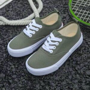 Opoee Kids Army Green Canvas Sneakers